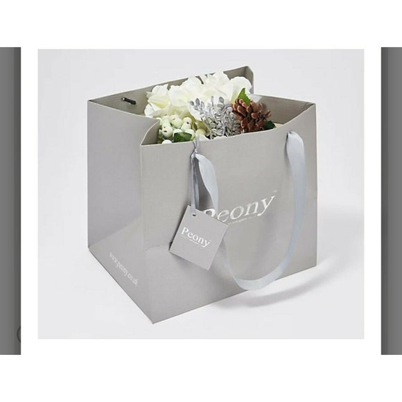 Real Touch Rose & Hydrangeas in Textured Pot w/ Gift Bag by Peony, Pink - Picture 2 of 6